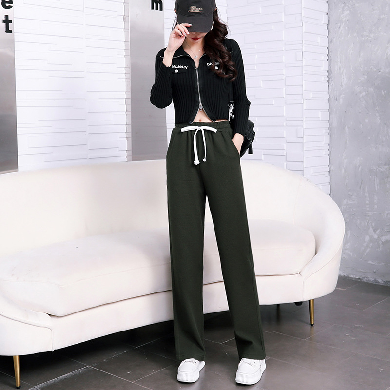 Early spring pure cotton fashionable casual set for women, loose, sporty and slimming straight-leg high-waisted wide-leg pants, zipper hooded jacket pic 64