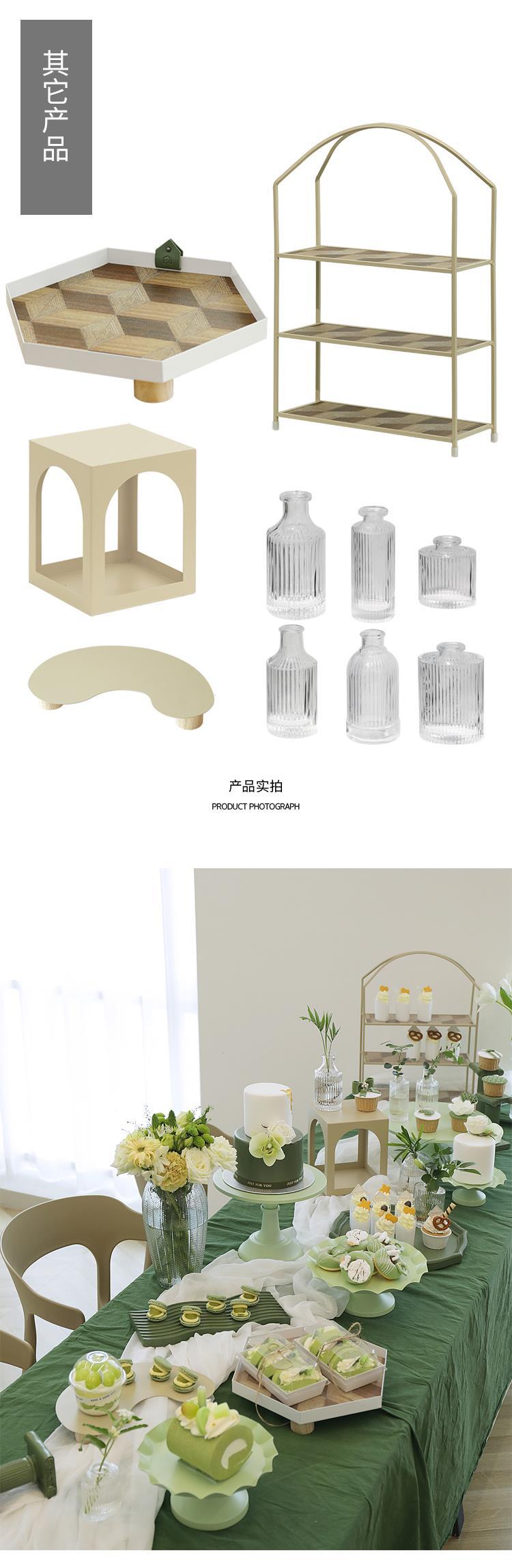 奶茶色蛋糕架组合 铁艺甜品台糕点盘 婚庆蛋糕展示架 甜品架详情3