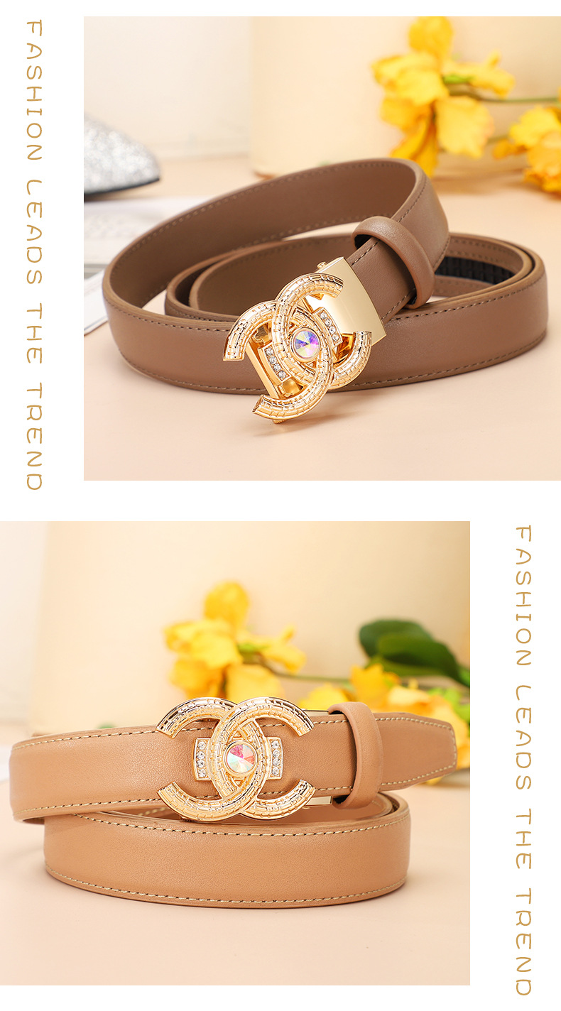 腰带 女士真皮双C经典自动高级感厂家直销装饰裤带皮带女生腰带女详情13