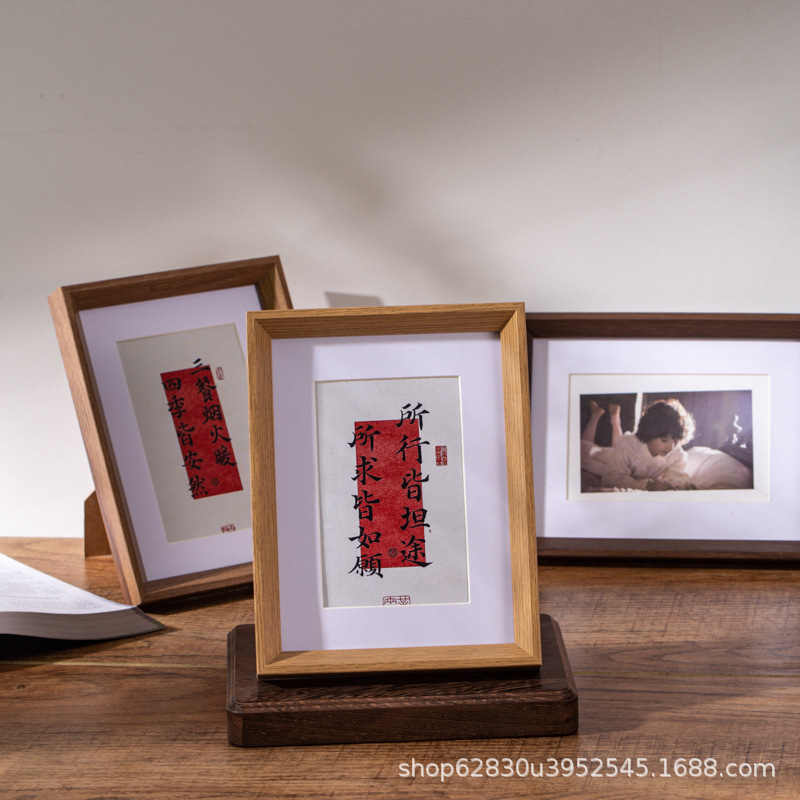 Solid wood photo frames for wall mounting, a4 display stands, 1000 pieces of jigsaw puzzle frames, 4-page poster large photo frames, factory customization pic 2