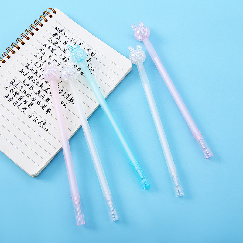 Wholesale of Korean-style creative crystal head shaped rabbit-shaped gel pens with dazzling laser designs for students pic 20