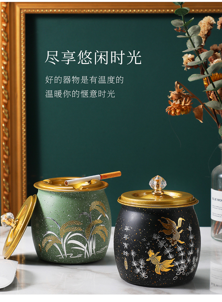 不锈钢时尚烟灰缸国潮家用客厅摆件带盖防臭可定LOGO支持一件代发详情14