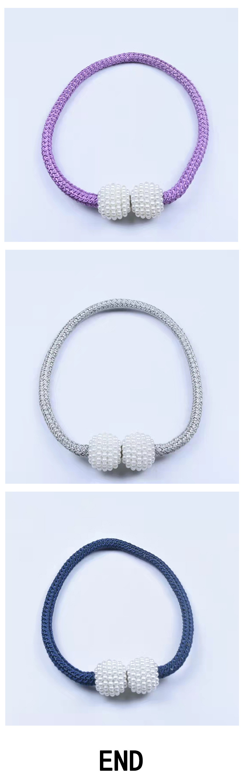 现货厂家直销外贸出口窗帘绑带窗帘扣绑带创意免打孔安装珍珠磁扣绑绳窗帘配件详情4