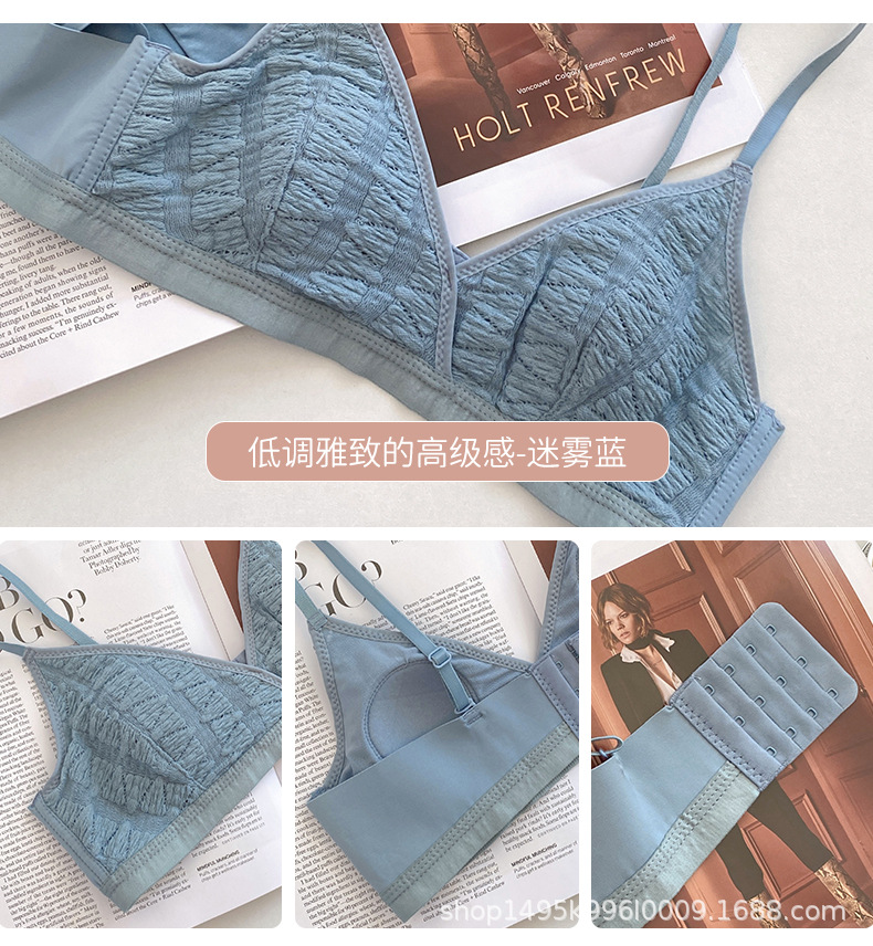 法式内衣女薄款夏季无钢圈小胸聚拢兔耳朵文胸舒适透气三角杯胸罩详情14