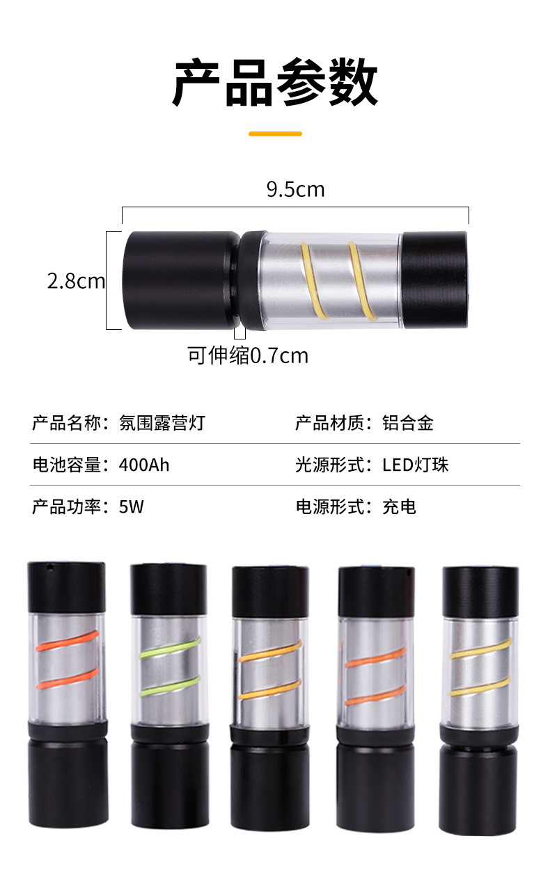 新款迷你彩色灯带灯丝强光小手电筒 家用户外便携氛围露营灯详情11