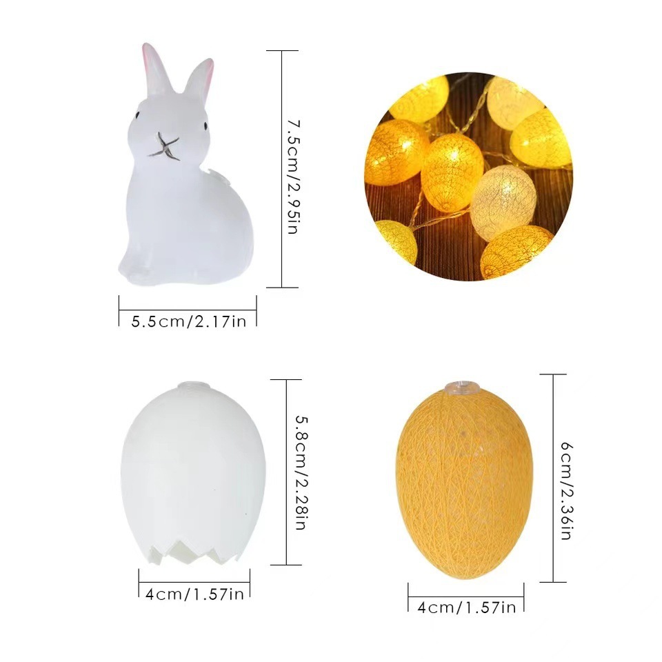 2023 New Easter decorative lights: led Easter egg string, hollowed-out egg, cracked egg, carrot, rabbit, and colorful lights pic 9