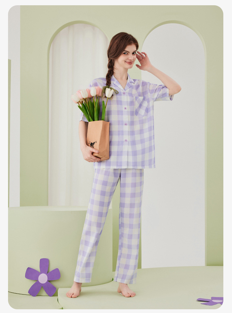 东帝天枢莱赛尔天丝女士睡衣女夏凉感春夏薄款短袖睡衣女士家居服详情24