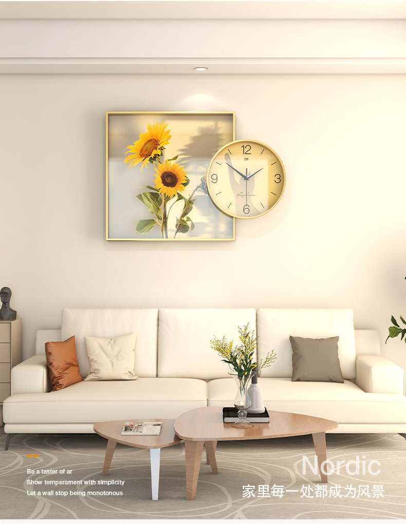 客厅家用钟表挂钟2023新款高档时尚墙上挂表创意简约大气时钟挂墙详情1