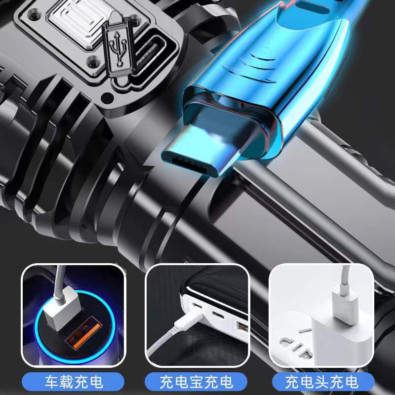 八核手电筒强光可充电高亮小特种兵户外多功能led远射灯手电筒详情11