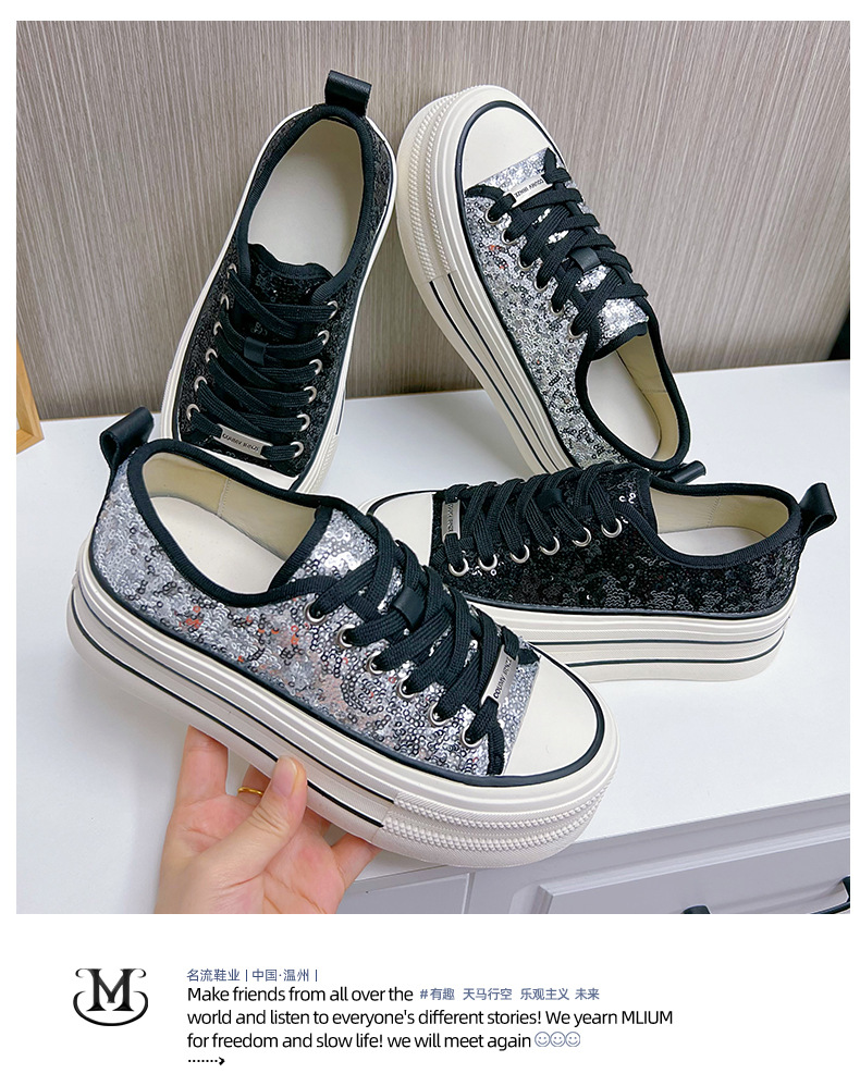 新款头层猪皮内里板鞋2025春季厚底休闲时尚女鞋ins风银色小白鞋详情41