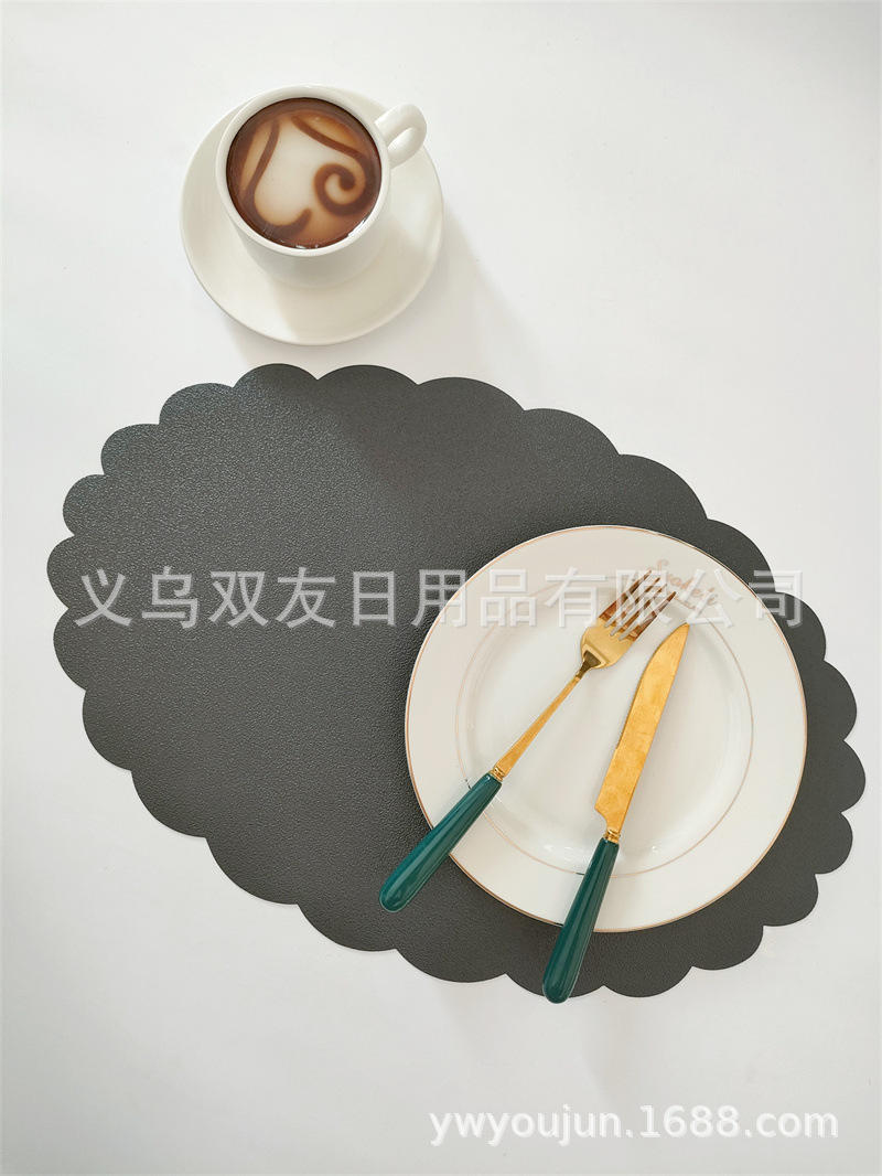 PVC matte oval lace table MATS, European-style anti-slip, waterproof, no-wash heat-insulating MATS, Western placemats, tableware decorative MATS pic 8