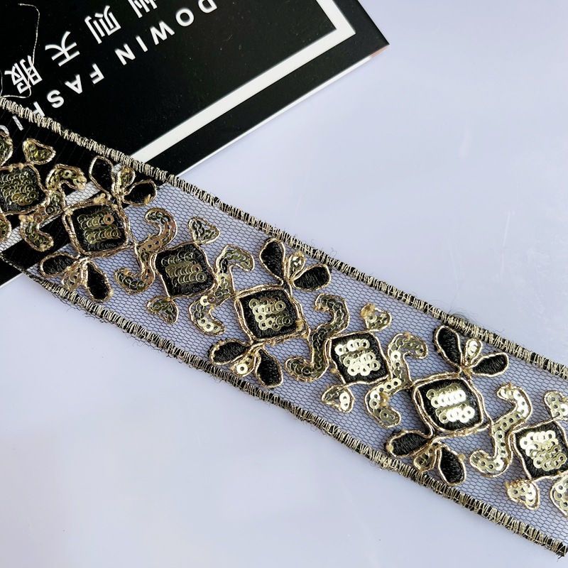 In stock: mesh, sequin, embroidery, lace, gold thread, bone lace, webbing, curtains, wedding lace, clothing accessories pic 34