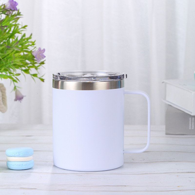Simple 304 stainless steel insulated cup with handle, office water cup, fruit-colored straight car cup, customizable as a gift pic 5