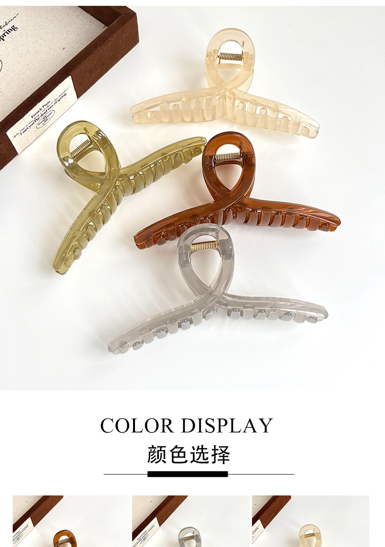 大号透明果冻色抓夹简约后脑勺盘发鲨鱼夹高级感马尾发抓发夹头饰详情6