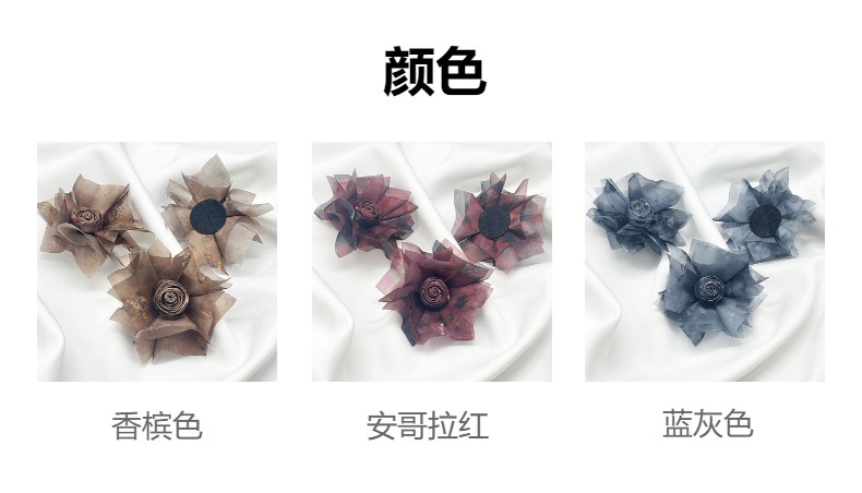 New Chinese-style fabric handcrafted flower semi-finished products, organza rose bud three-dimensional flower accessories, diy decorative accessories pic 2