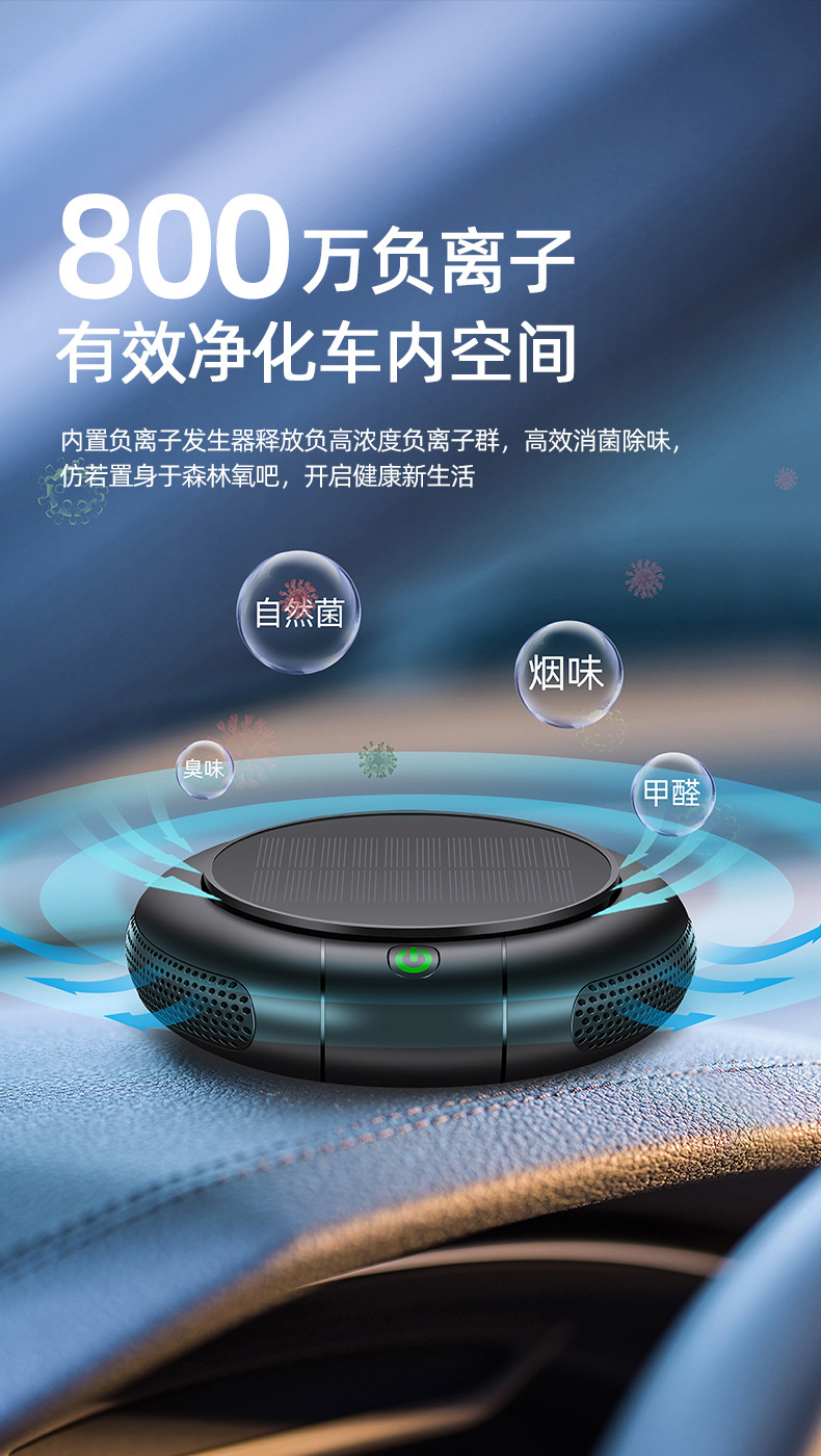Car air purifier, negative ion household air purifier, solar air purifier gift box set pic 4