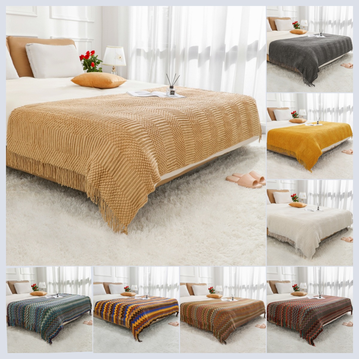 Cross-border blanket, office nap blanket, blanket, summer bed cover, sofa cover blanket, travel woven blanket pic 1