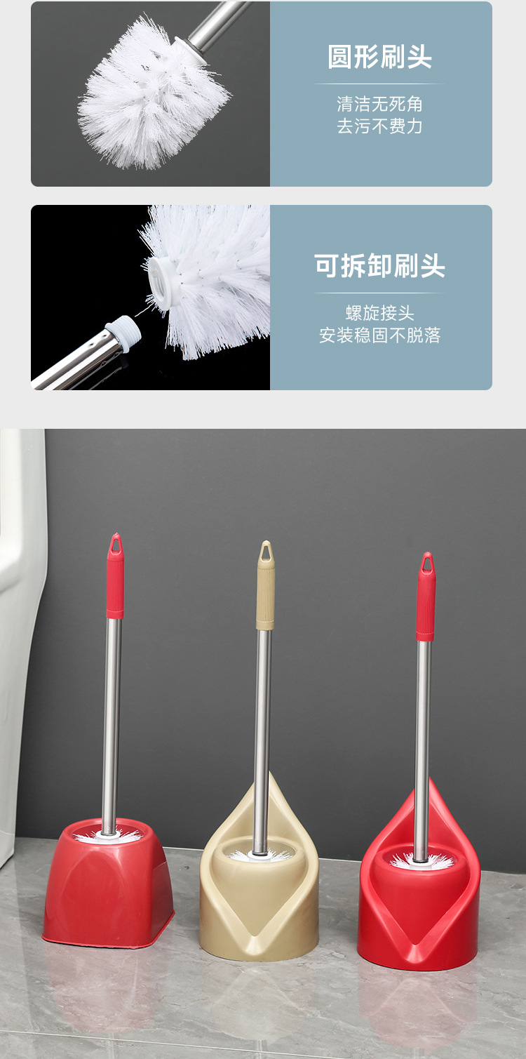 Toilet cleaning brush, silicone long-handled toilet brush, bathroom toilet cleaning brush, no blind spot toilet brush set pic 10