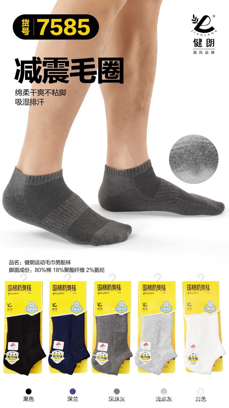 健朗春夏款男袜精梳棉船袜薄款透气隐形袜吸汗防臭广东袜盒装详情34