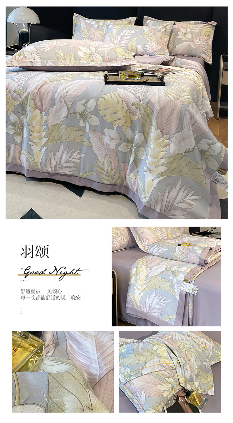 新款高档水洗天丝夏被四件套冰丝夏凉空调被单双人学生薄被子批发详情46