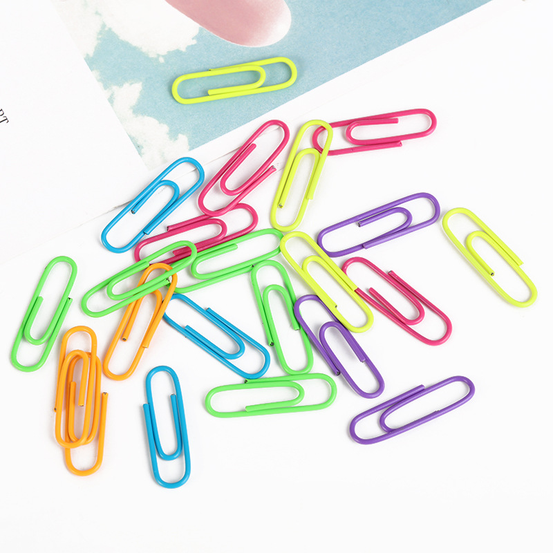 Wholesale color box 50mm paper clips, fluorescent color office drawing paper special fixed paper clips from the manufacturer pic 2
