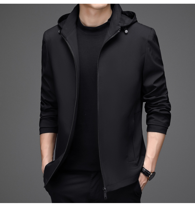 三十秋连帽外套男秋季薄款韩版潮流修身百搭休闲风衣秋装夹克上衣详情20