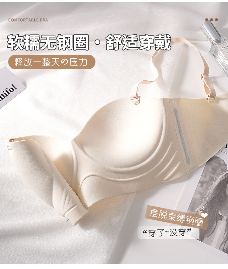 半杯无肩带内衣女小胸聚拢显大无钢圈调整型收副乳防滑无痕文胸罩详情9