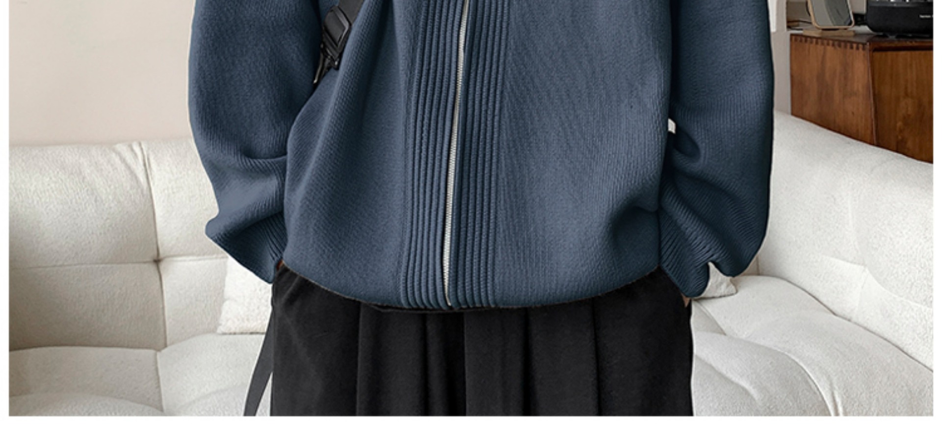 Laid-back style zipper sweater for men, autumn and winter American stand-up collar cardigan, loose trendy couple knitted sweater, casual coat pic 19