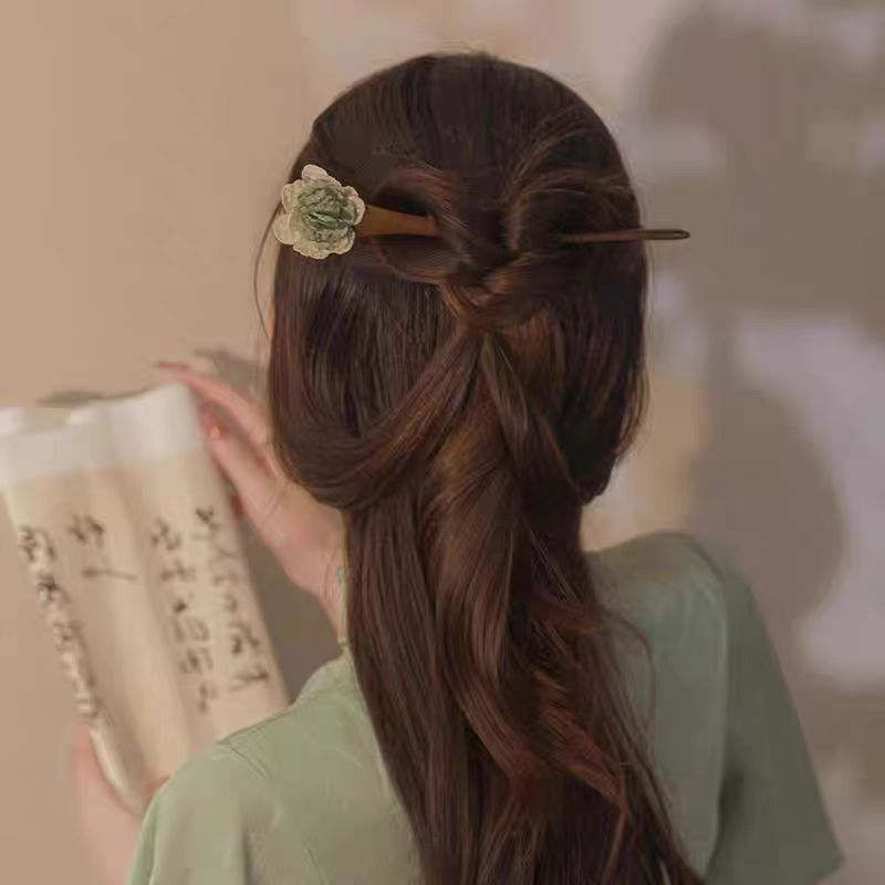 Dried flower hairpin, new Chinese-style high-end hairpin, wooden hairpin for women, ancient-style Hanfu headwear, Chinese-style walking hairpin pic 2