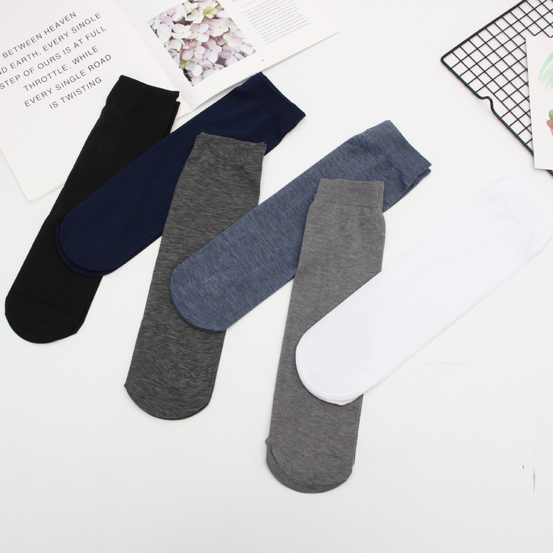 Hombres de verano medias de tubo medio calcetines de baño de pies calcetines de piso mercerizado algodón color sólido estilo fino negocios hombres calcetines al por mayor pic 6