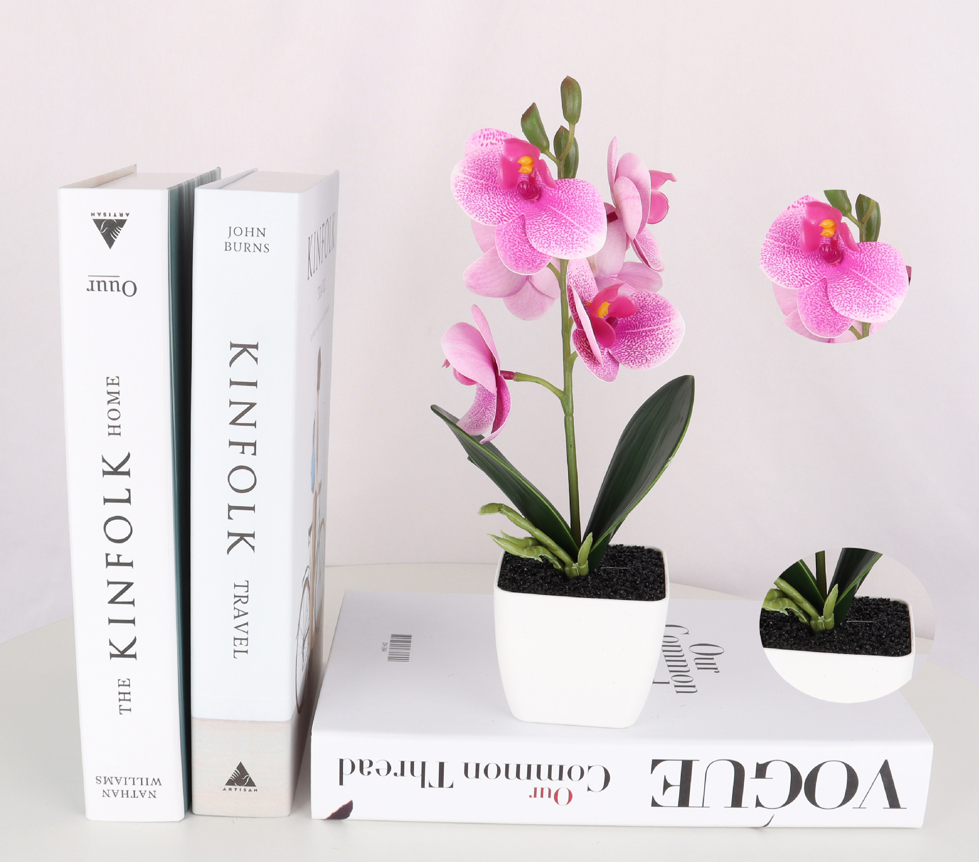 6-head 2-leaf simulated black sand Phalaenopsis/Simulated bonsai/simulated flower creative interior small ornaments/Amazon Factory pic 3