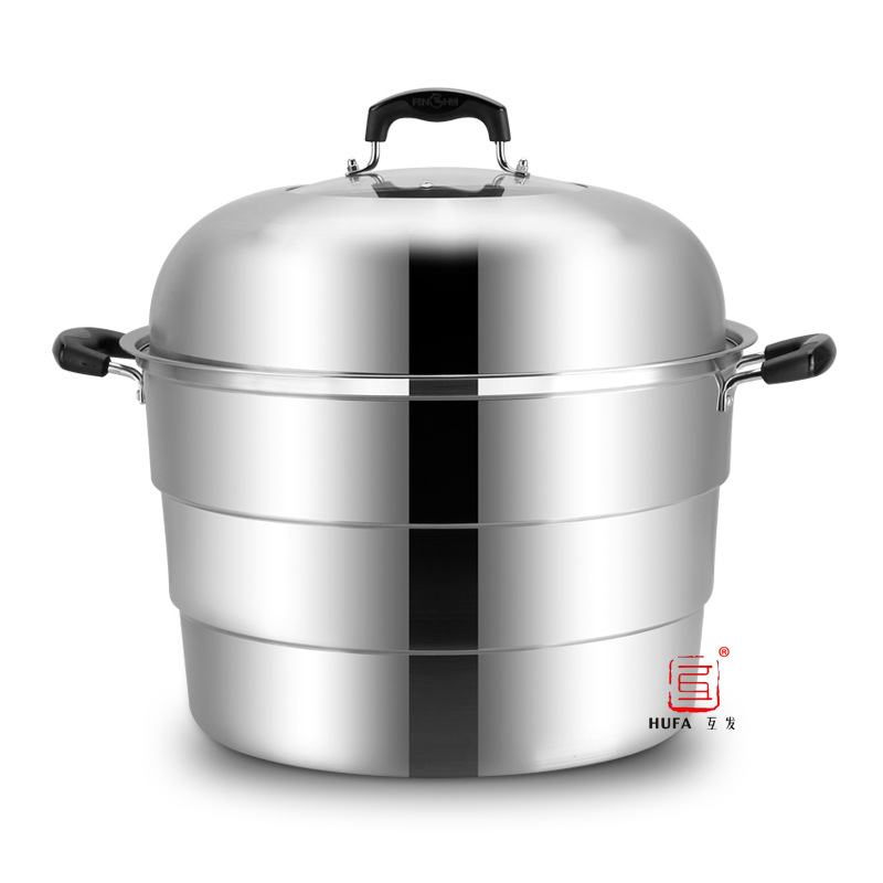 Factory direct sales of non-magnetic 1.0mm thick multi-functional stainless steel three-layer large steamer 50cm60cm hotel large steamer stainless steel steamer pic 28