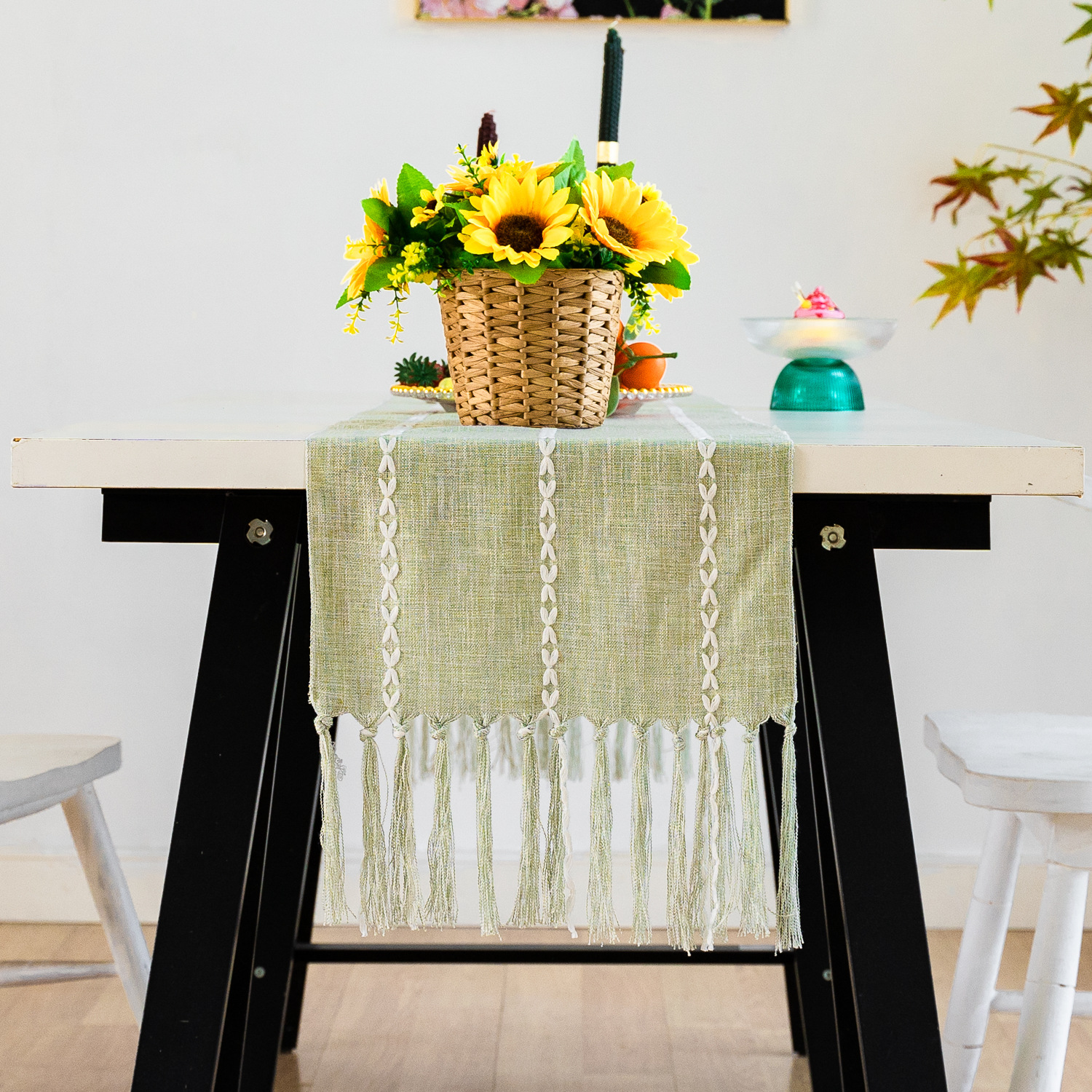 New cross-border Amazon handcrafted table flag, hollowed-out American country white tablecloth, dressing table scarf factory wholesale pic 59