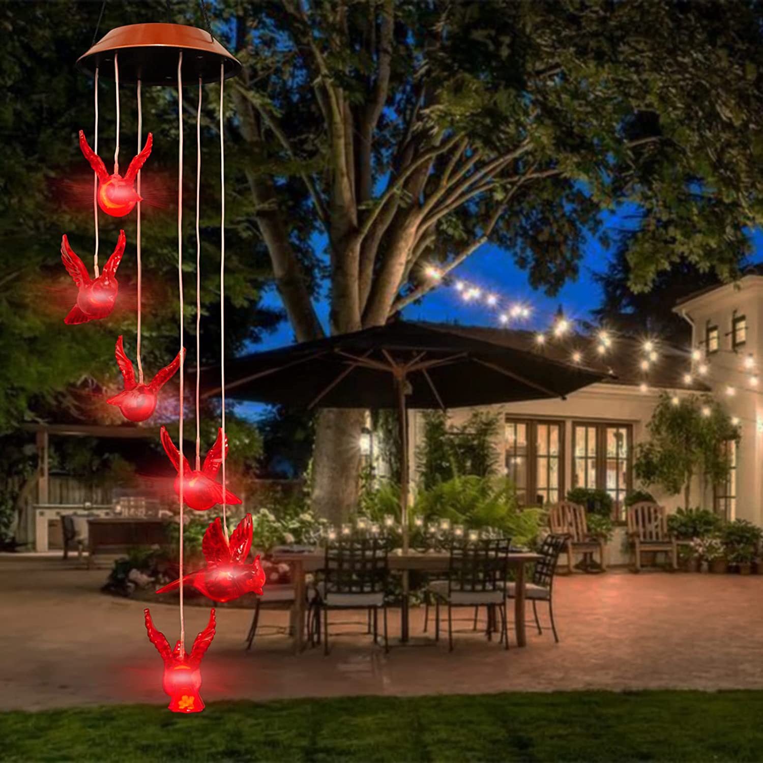 Solar hummingbird wind chime light, LED Christmas butterfly light, courtyard solar wind chime light, landscape light, courtyard light pic 22