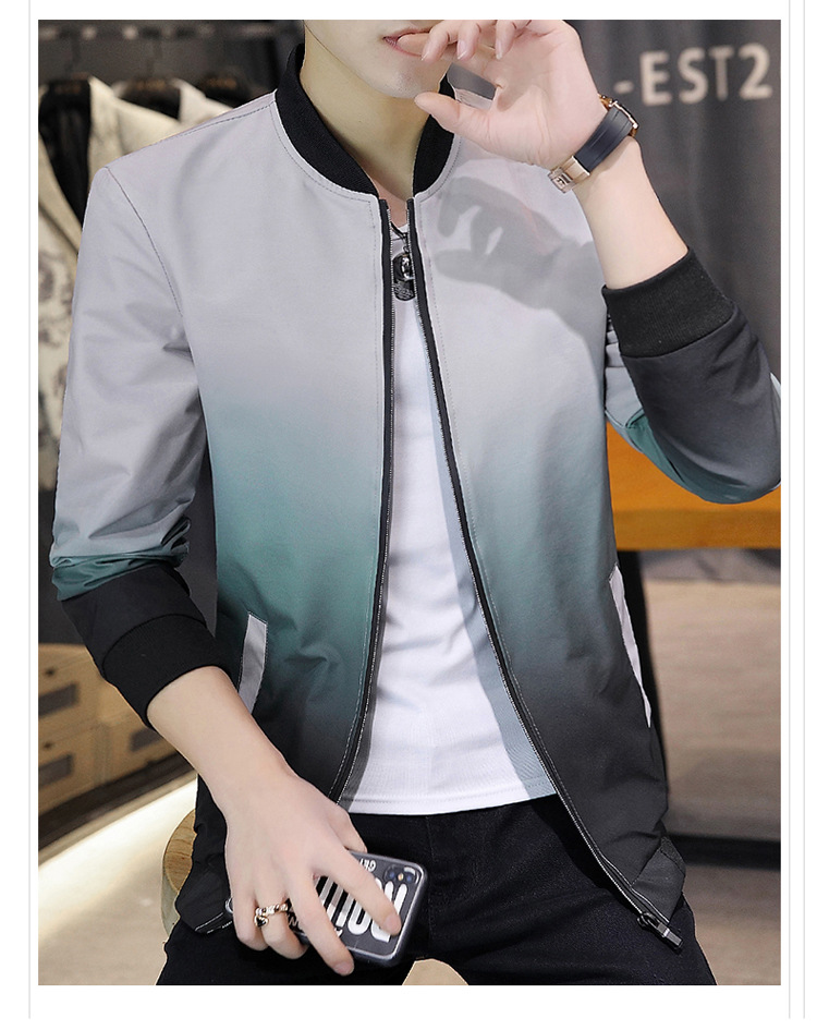Comercio exterior primavera/otoño 2022 chaqueta versátil para hombres versión coreana slim fit baseball wear tendencia para hombres gradiente de estilo casual abrigos pic 14