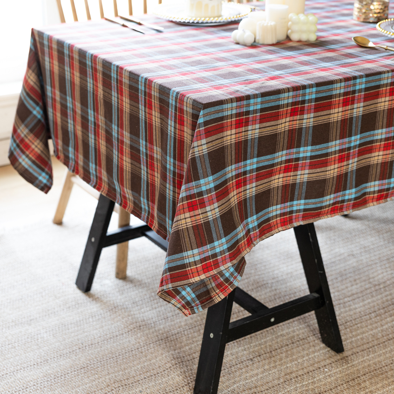 American green checkered table fabric Christmas Day Amazon rectangular atmosphere decoration tablecloth manufacturer, South Korea pic 23