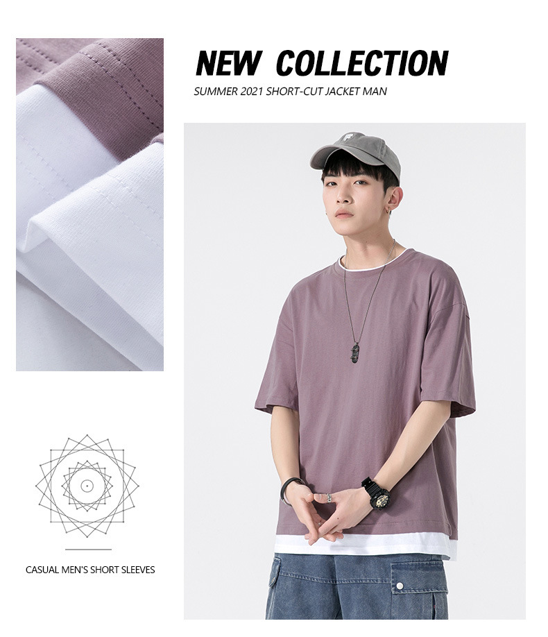 A new summer style American high street round-neck short-sleeved T-shirt for men with loose and simple printed half-sleeved top pic 14