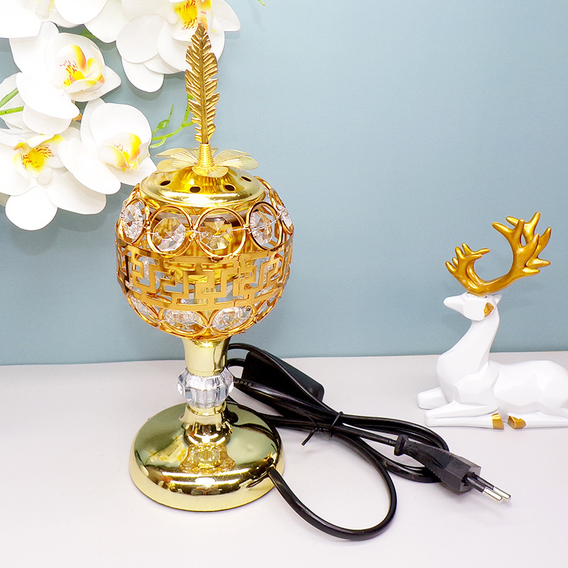 Middle Eastern-style ceramic crystal incense burner, electric heating incense burner, essential household handicrafts and decorative items, incense burner pic 5