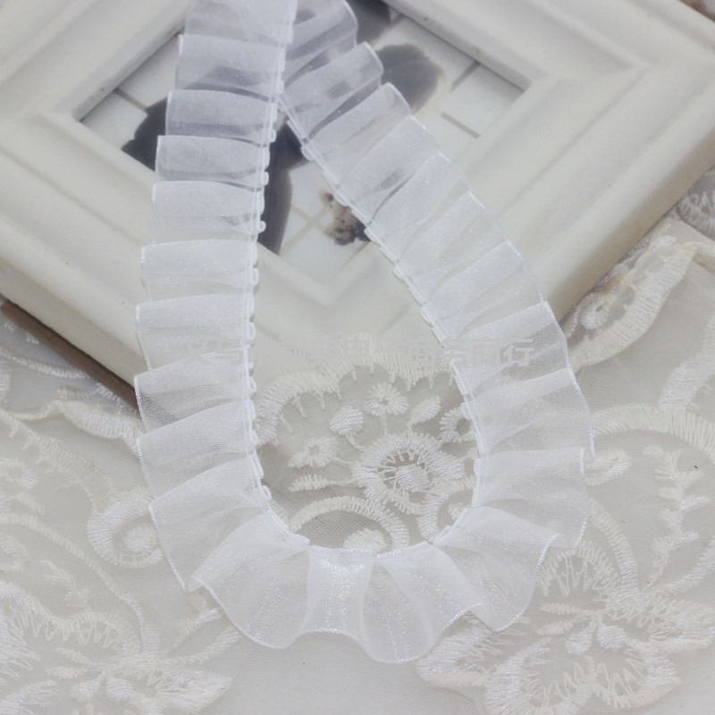 2.5cm服装辅料多色雪纱带百褶皱蕾丝花边带diy童装手工花边辅料详情17