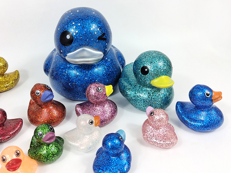 跨境热销儿童洗澡鸭子玩具 创意金粉亮片戏水鸭子卡通玩具小黄鸭详情6