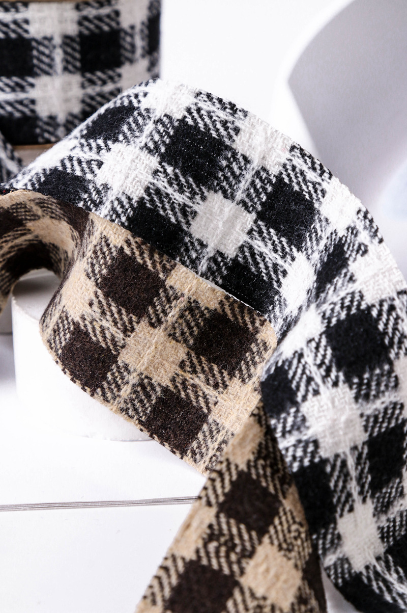 DIY cotton and linen color-blocked checkered webbing, bow tie hair accessories, hair bands, clothes, bow tie accessories, gifts, flower packaging pic 1