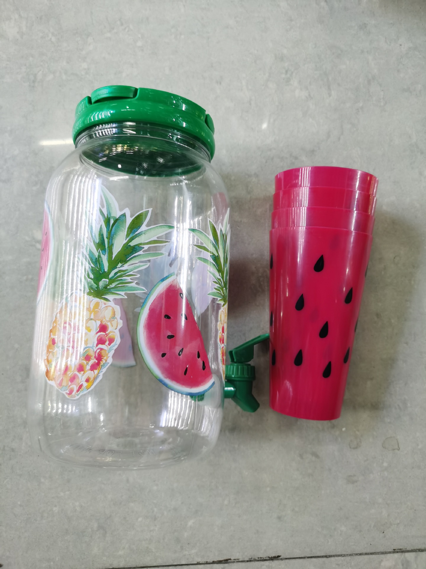 跨境爆款冷水壶套装条纹壶冷水壶塑料酒吧饮料果汁壶透明凉水壶详情9