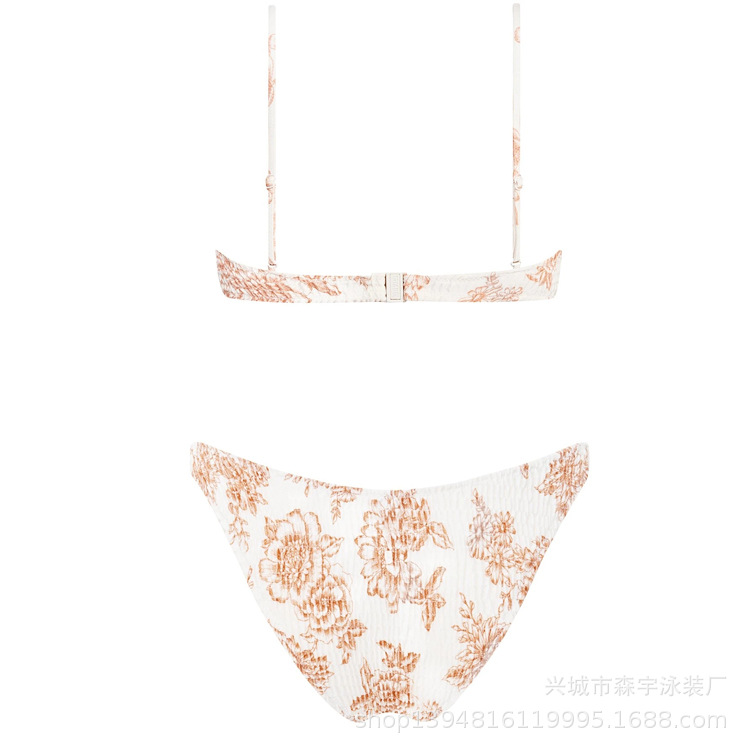 The 11-color INS triangular double-sided swimsuit with strapless and pleated designs from Europe and America has swept the new bikini style pic 66