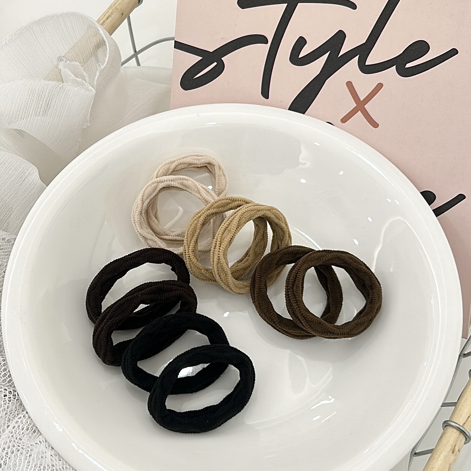 A 10-piece thick diamond-shaped hair band with a simple and elegant coffee color and a high-end look, which is popular among Internet celebrities pic 1