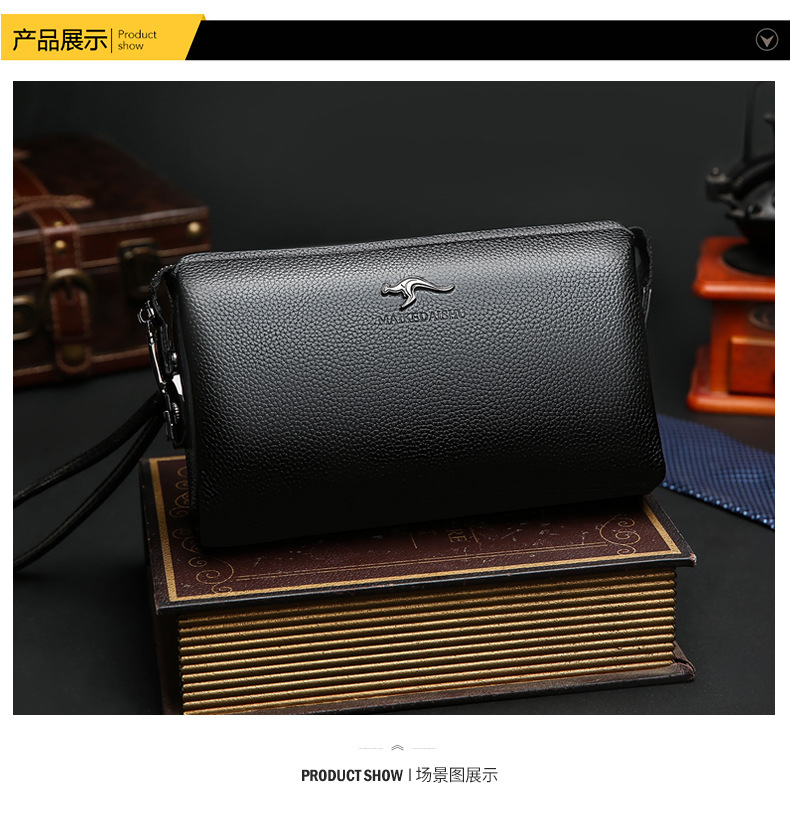 袋鼠手拿包密码锁男士软皮手包大容量男手拿抓包商务夹包代发定制详情14