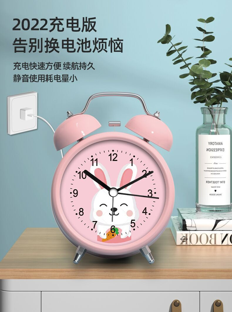 闹钟学生儿童专用起床神器床头男女孩强力叫醒金属打铃智能小闹钟详情9