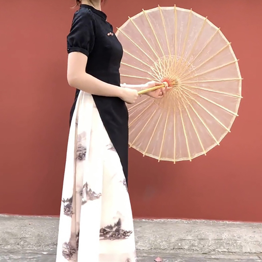 New Chinese-style jacquard dress with ink-wash mist and rain, elegant, slimming and concealing long dress, 2023 ancient-style cheongsam pic 4