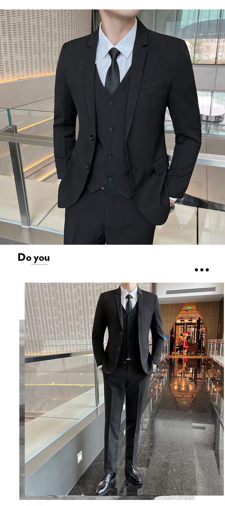 高档质感西服男士韩版修身上衣外套伴郎新郎结婚商务职业正装套装详情6