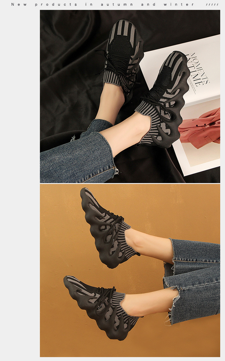 飞织椰子鞋女夏季薄款老爹透气八爪鱼火山袜子鞋休闲跑步运动女鞋详情7