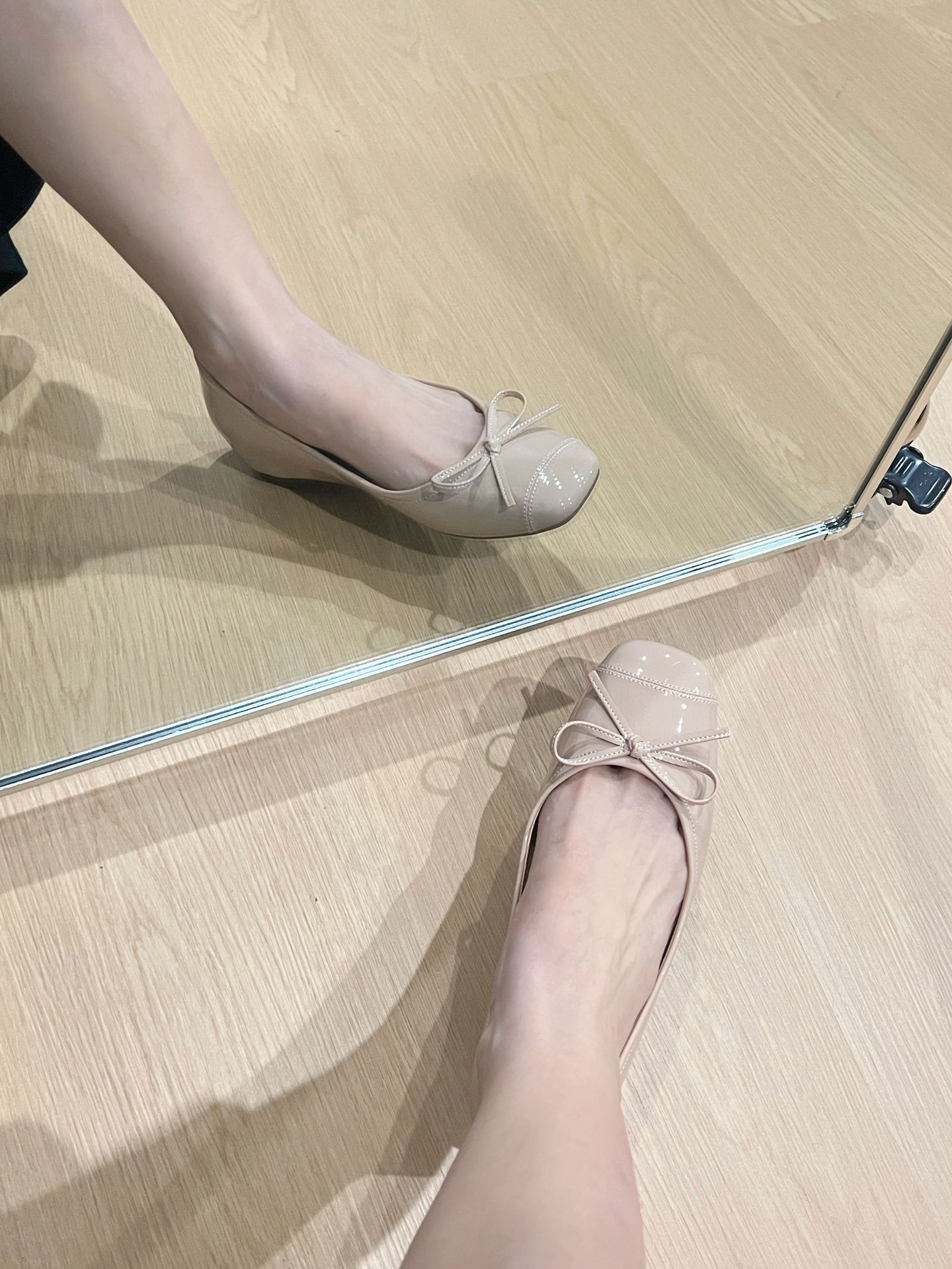 内增高女鞋蝴蝶结方头平底芭蕾鞋女款外穿甜美百搭大方浅口单鞋详情11